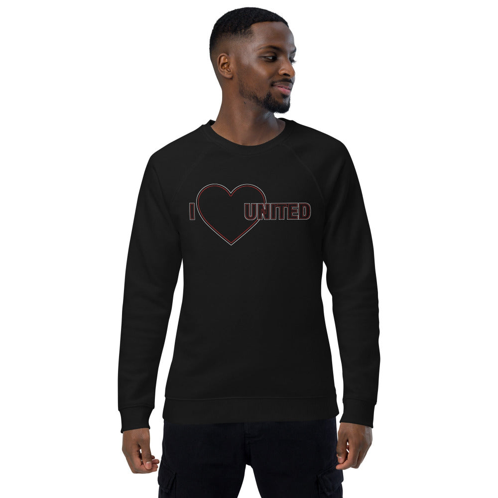 Manchester United Sweatshirt I Love United Sweatshirt I Love Man United Football Supporter Unisex Organic Cotton Sweatshirt