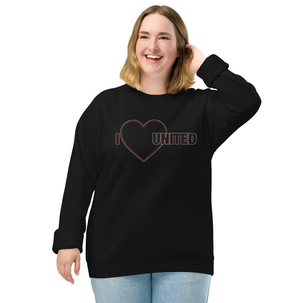 Manchester United Sweatshirt I Love United Sweatshirt I Love Man United Football Supporter Unisex Organic Cotton Sweatshirt