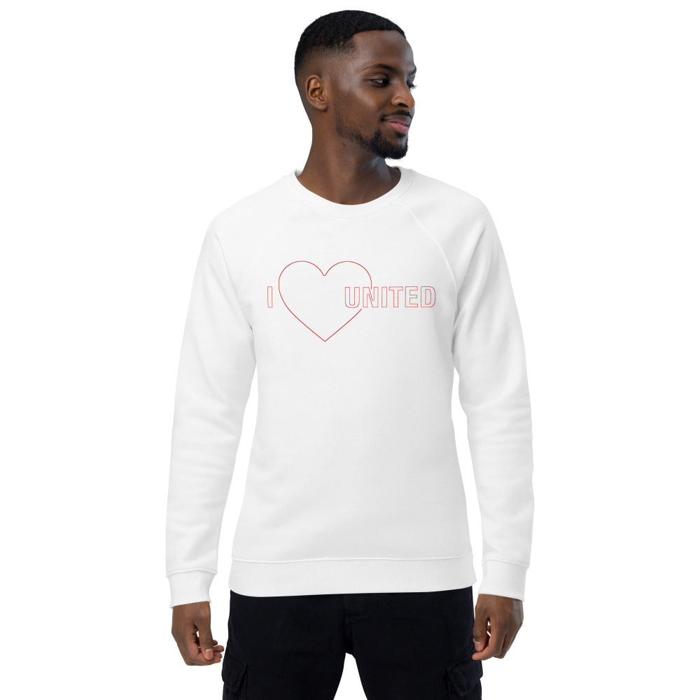 Manchester United Sweatshirt I Love United Sweatshirt I Love Man United Football Supporter Unisex Organic Cotton Sweatshirt