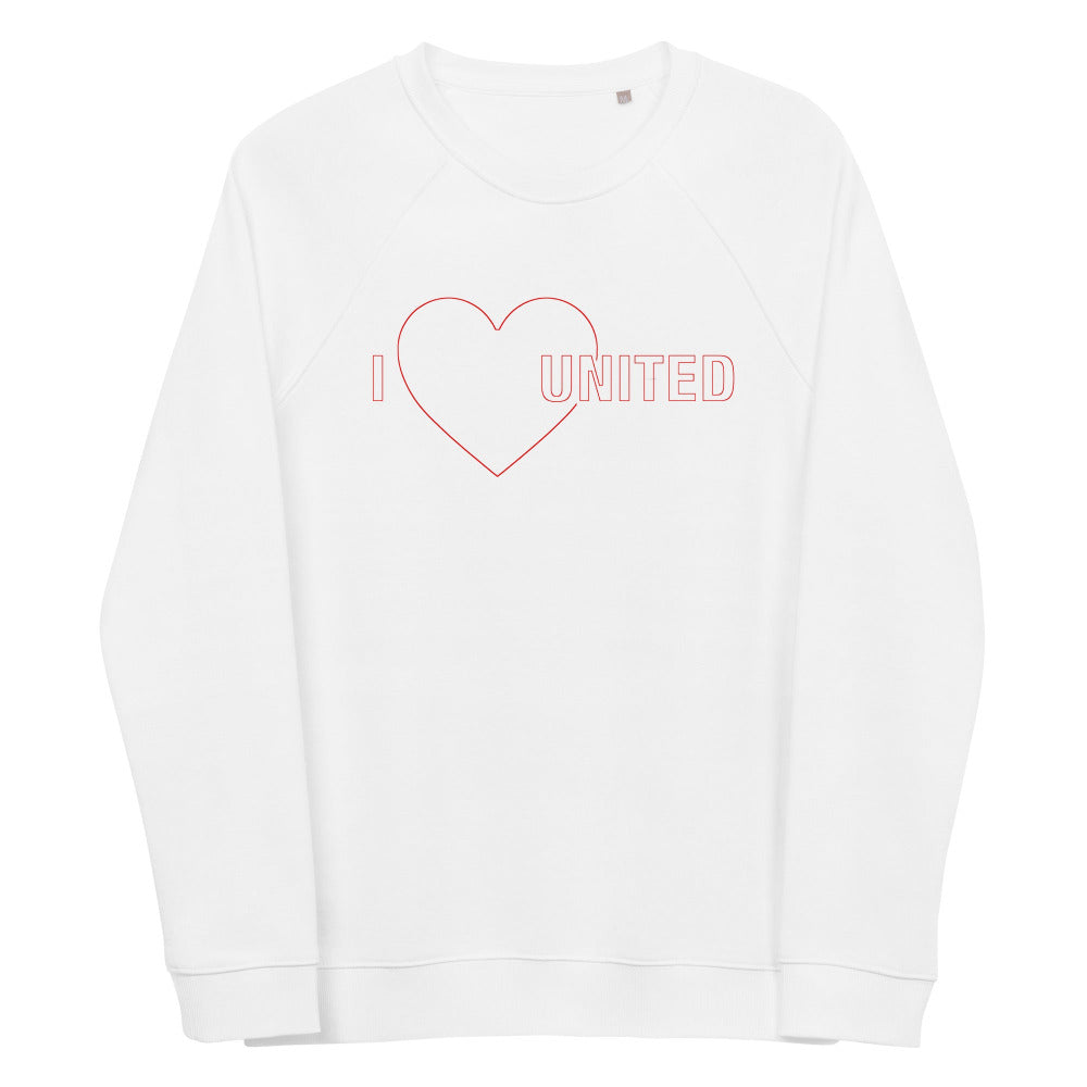 Manchester United Sweatshirt I Love United Sweatshirt I Love Man United Football Supporter Unisex Organic Cotton Sweatshirt