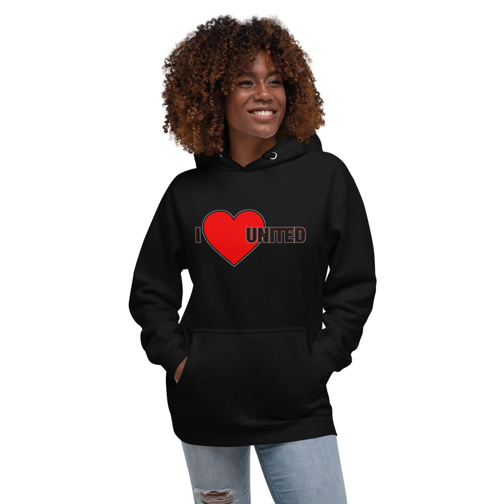 I Love United Hoodie I Love Manchester United Football Supporter Premium Unisex Cotton Hoodie