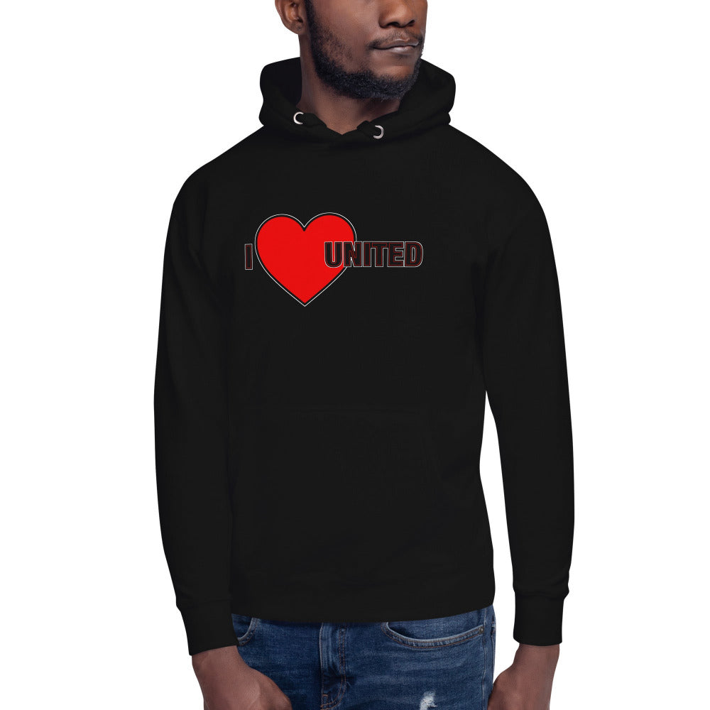 I Love United Hoodie I Love Manchester United Football Supporter Premium Unisex Cotton Hoodie