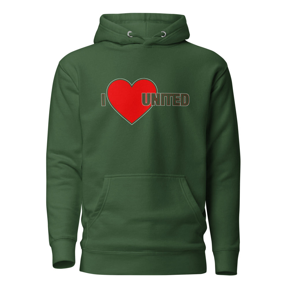 I Love United Hoodie I Love Manchester United Football Supporter Premium Unisex Cotton Hoodie