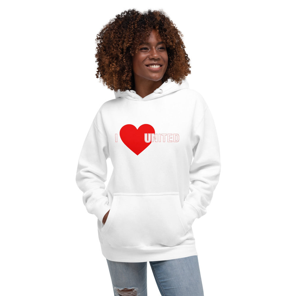 I Love United Hoodie I Love Manchester United Football Supporter Premium Unisex Cotton Hoodie