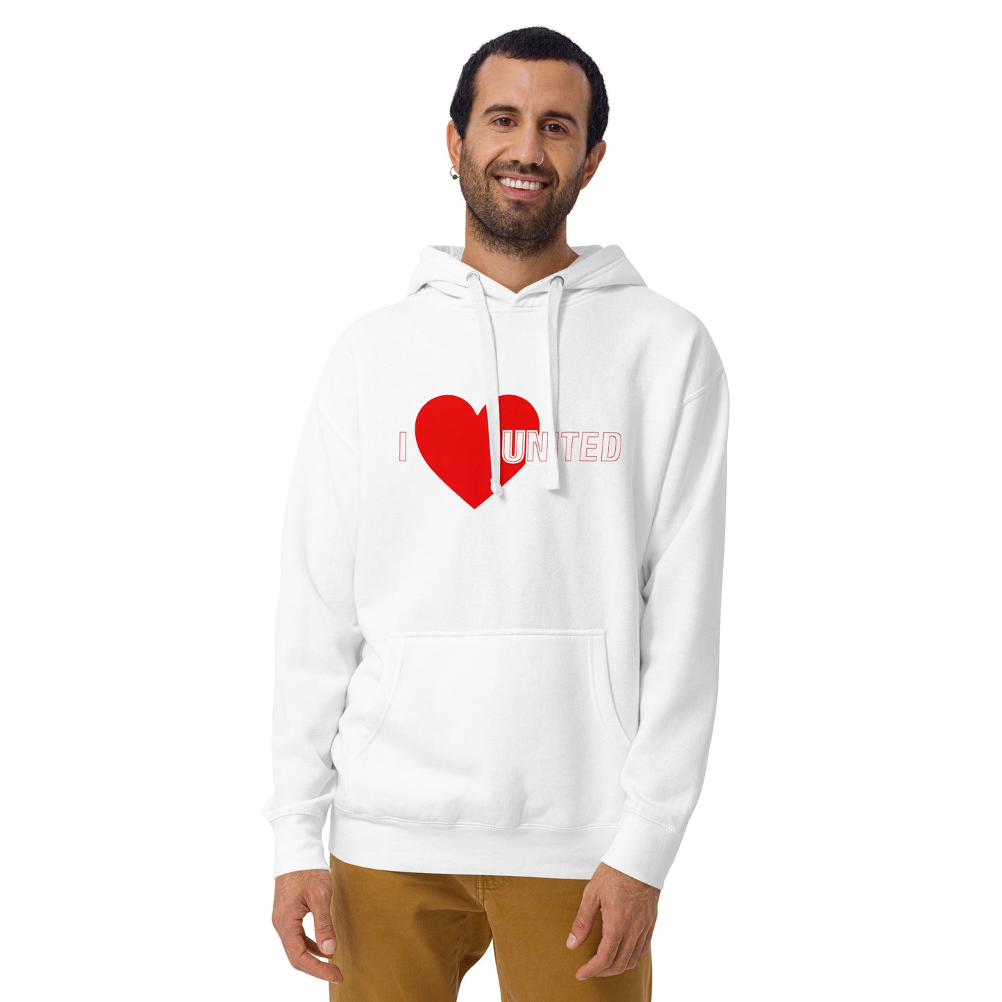 I Love United Hoodie I Love Manchester United Football Supporter Premium Unisex Cotton Hoodie