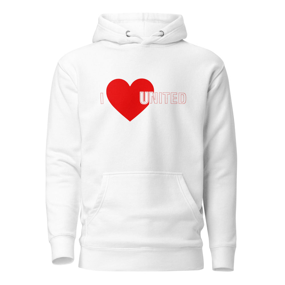 I Love United Hoodie I Love Manchester United Football Supporter Premium Unisex Cotton Hoodie