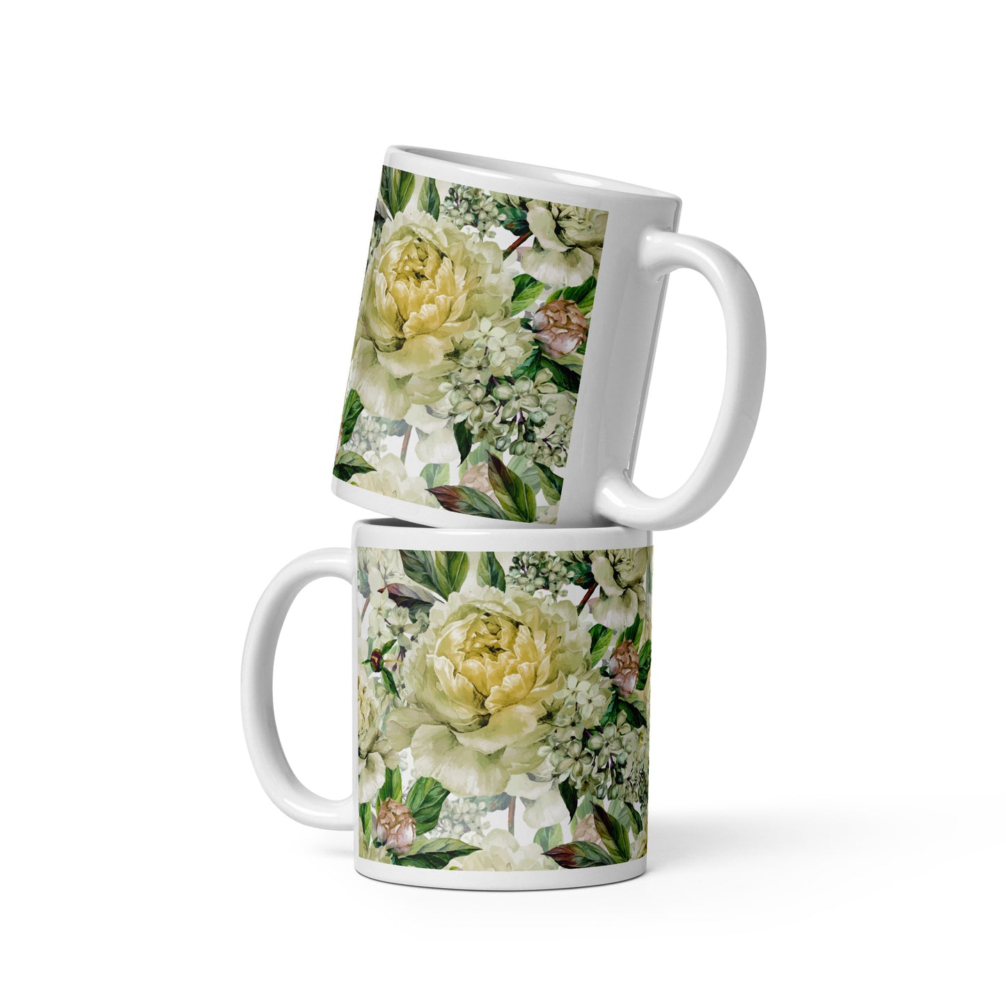 Floral Mug All-Over Print Glossy Multicoloured Ceramic Cup