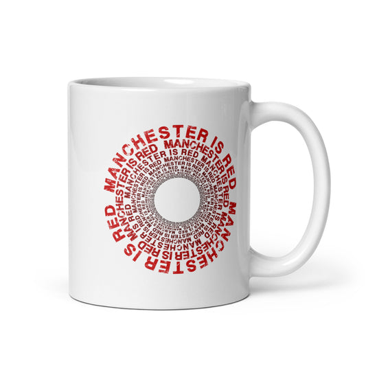 Manchester Is Red Mug United Football Cup Funny Utd Slogan Glossy White Mug