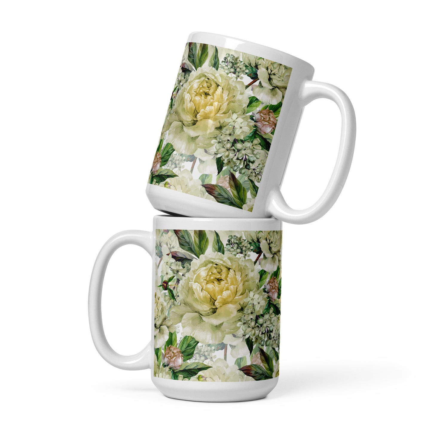 Floral Mug All-Over Print Glossy Multicoloured Ceramic Cup