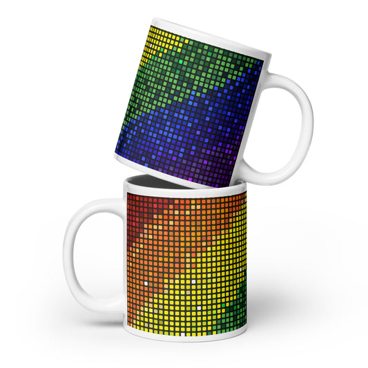 Gay Pride Rainbow Mug Mosaic Pattern All-Over Print Glossy Ceramic Mug