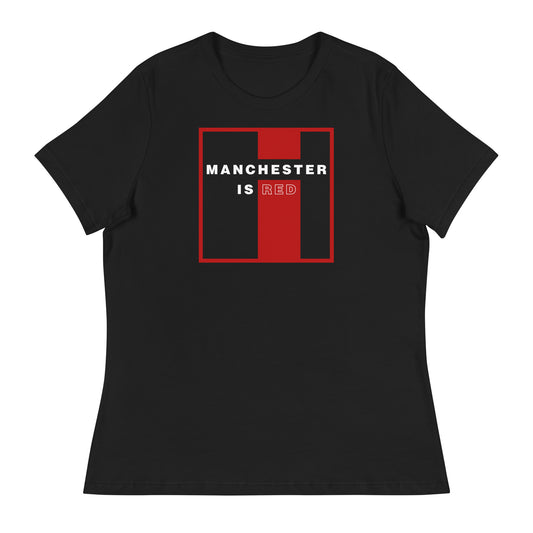 Manchester Is Red TShirt Womens Manchester United Football Supporter Funny Slogan T Shirt