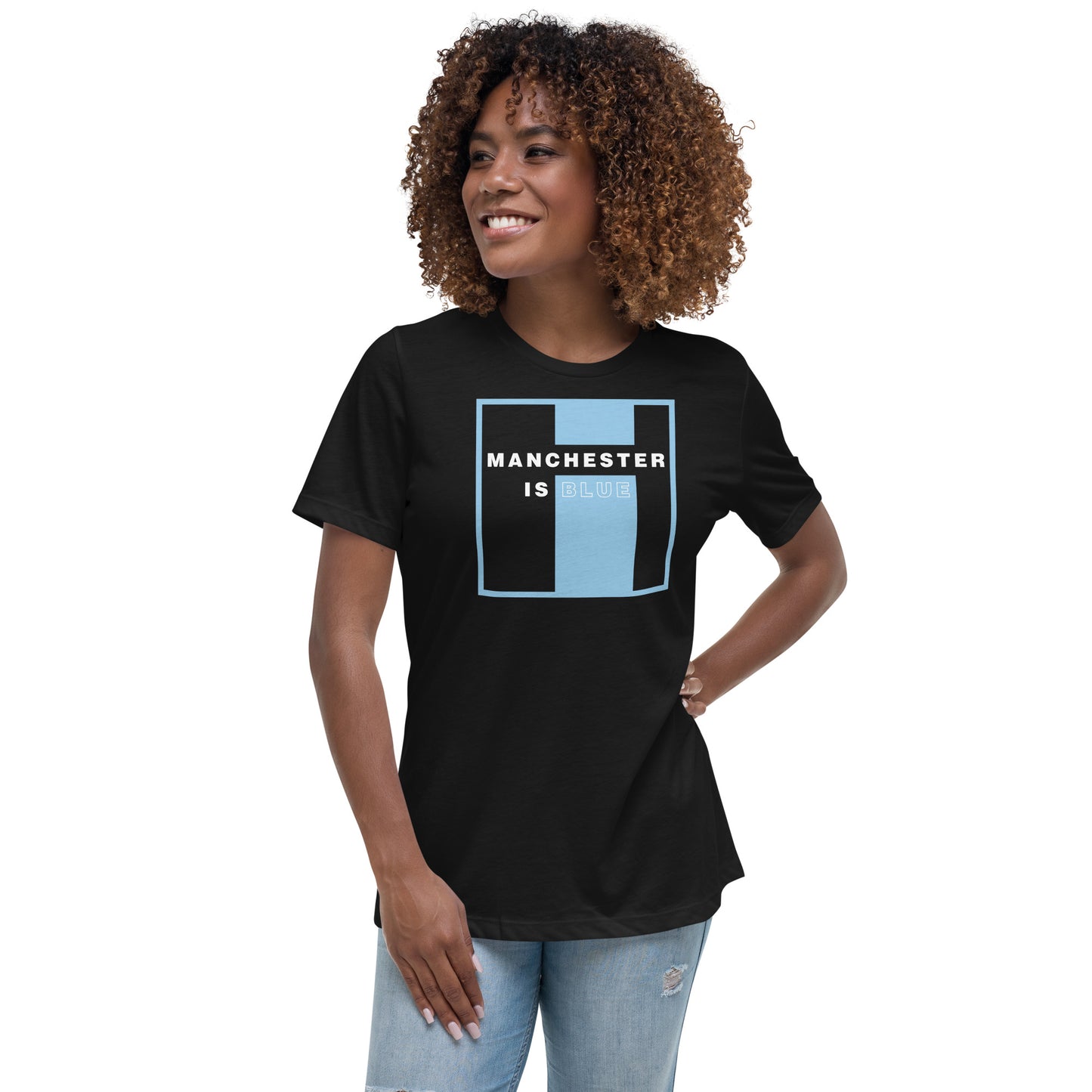 Manchester Is Blue TShirt Womens Manchester City Football Supporter Funny Slogan T Shirt