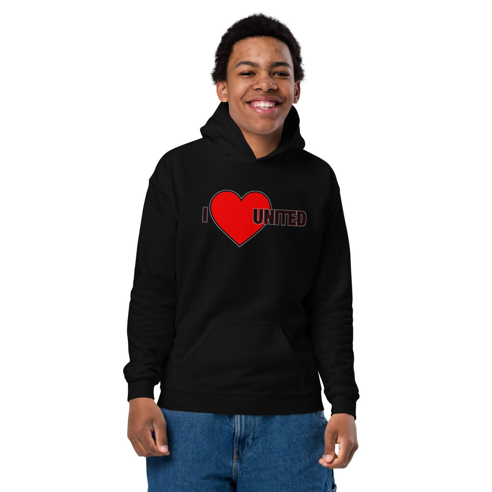 Manchester United Hoodie I Love United Hoodie Kids I Love Man United Football Supporter Youth Heavy Cotton Blend Hoodie