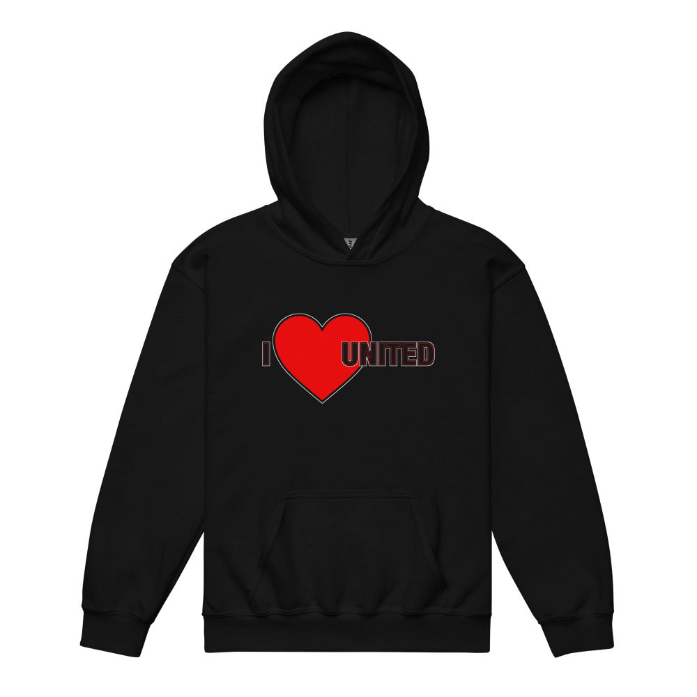 Manchester United Hoodie I Love United Hoodie Kids I Love Man United Football Supporter Youth Heavy Cotton Blend Hoodie