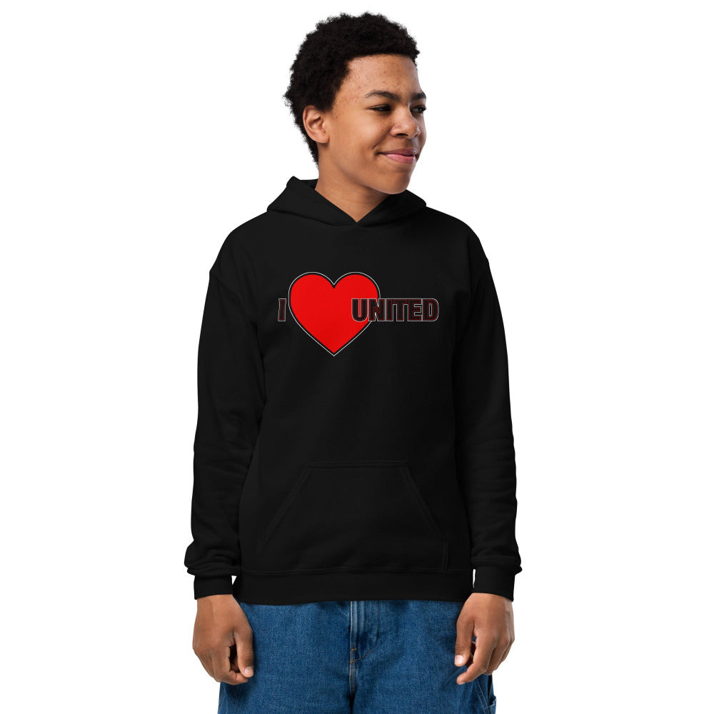 Manchester United Hoodie I Love United Hoodie Kids I Love Man United Football Supporter Youth Heavy Cotton Blend Hoodie