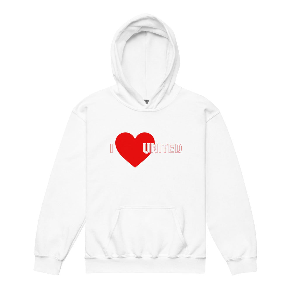 Manchester United Hoodie I Love United Hoodie Kids I Love Man United Football Supporter Youth Heavy Cotton Blend Hoodie