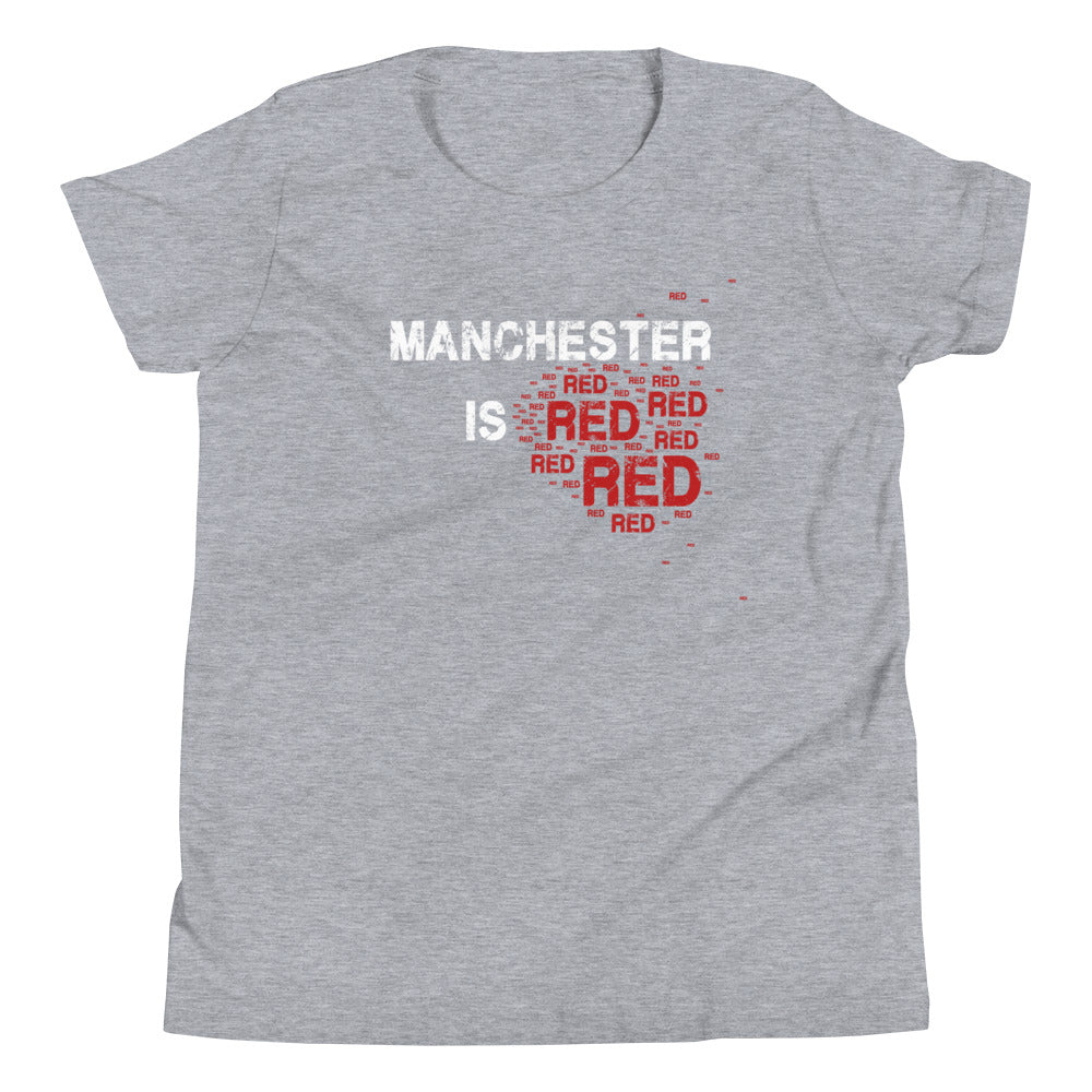 Manchester Is Red Kids TShirt United Football Shirt Funny Utd Slogan Unisex Youth T-Shirt