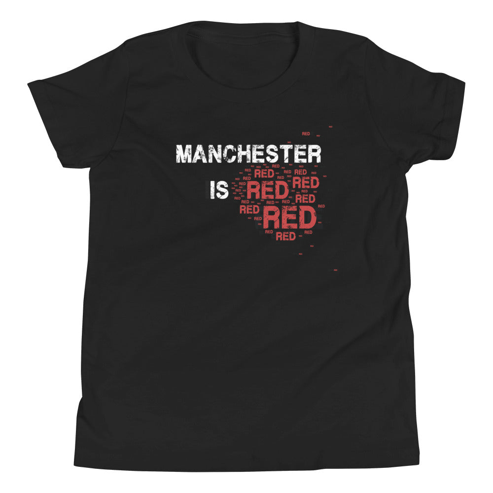 boys and girls manchester is red t-shirt. manchester united football shirt