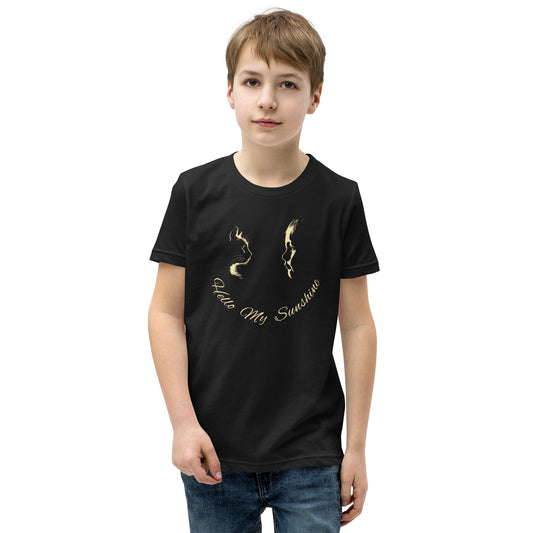 Cat With Boy TShirt In Silhouette Hello My Sunshine Slogan Shirt Unisex Kids Cotton T-Shirt