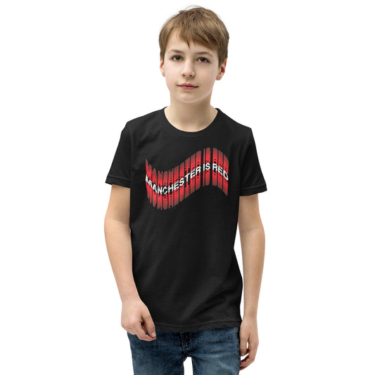 Manchester Is Red Wave TShirt Youth United Football Shirt Funny Utd Slogan Unisex Kids T-Shirt