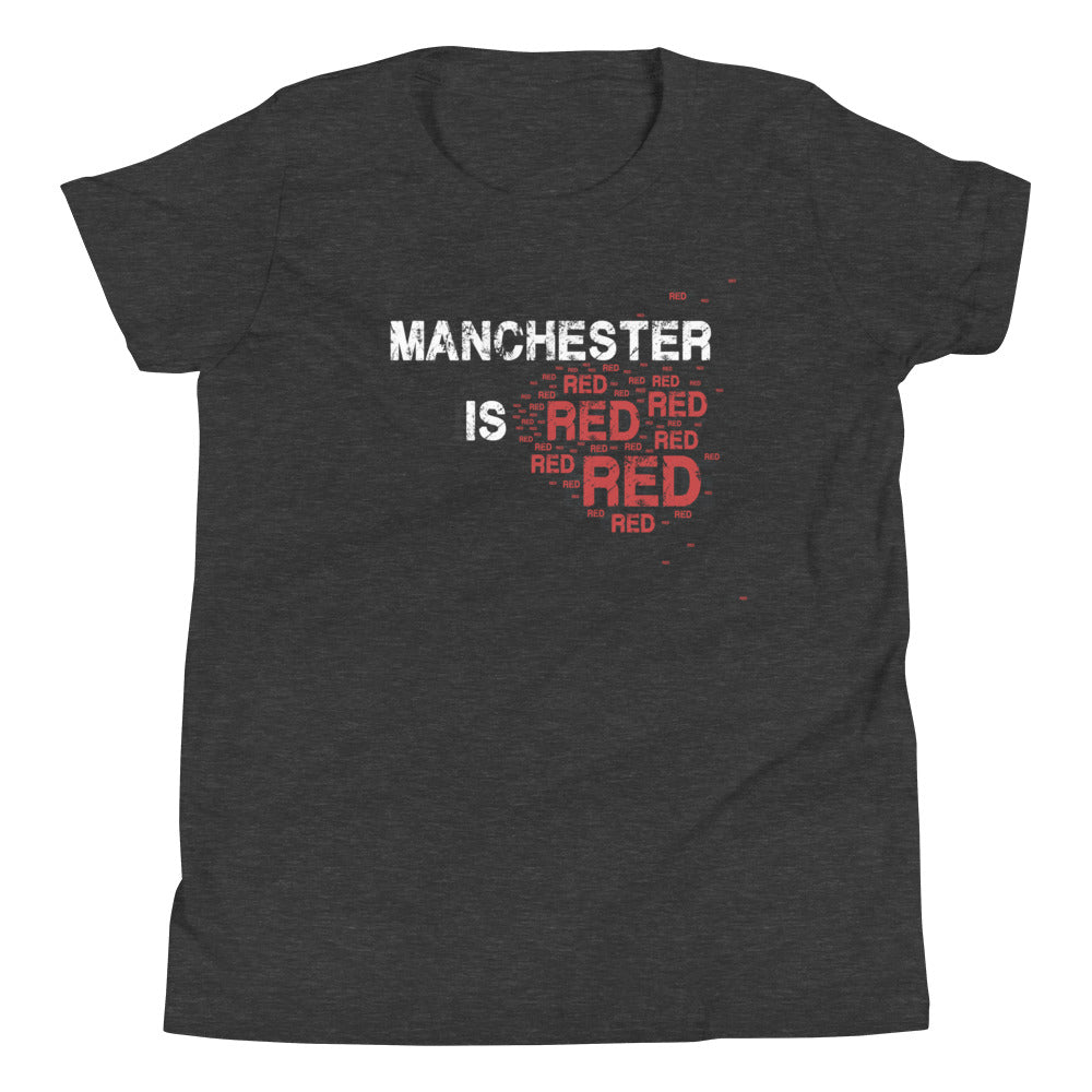 Manchester Is Red Kids TShirt United Football Shirt Funny Utd Slogan Unisex Youth T-Shirt