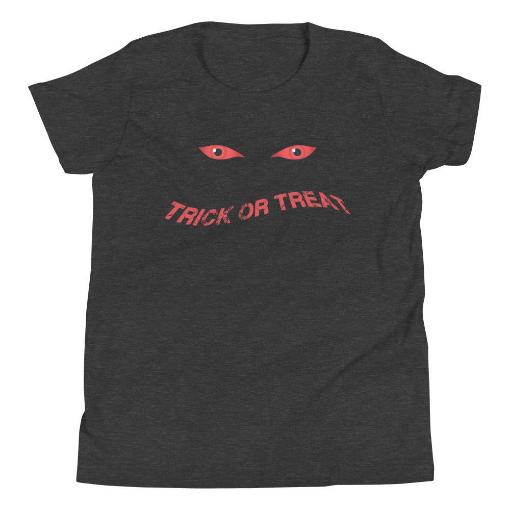 Trick Or Treat Kids Halloween TShirt Spooky Demonic Devil Eyes Unisex Youth T-Shirt