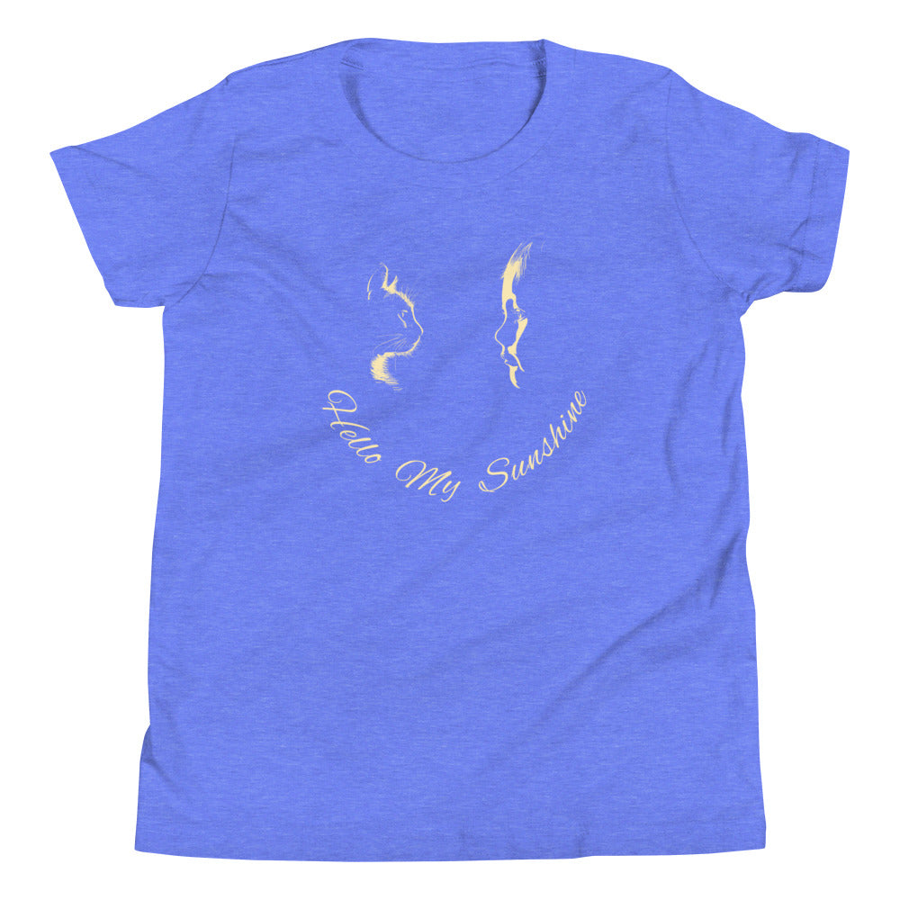 Cat With Boy TShirt In Silhouette Hello My Sunshine Slogan Shirt Unisex Kids Cotton T-Shirt