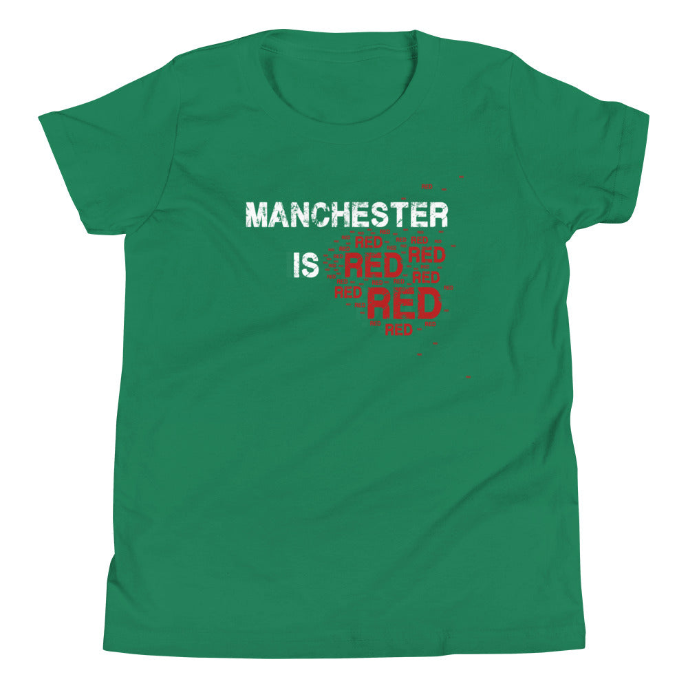 Manchester Is Red Kids TShirt United Football Shirt Funny Utd Slogan Unisex Youth T-Shirt