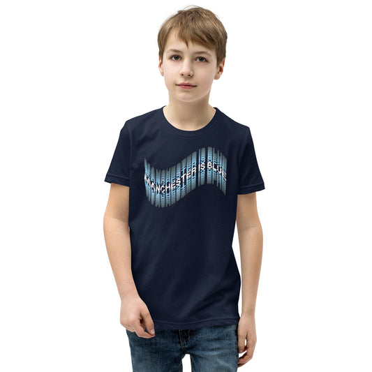 Manchester Is Blue Wave TShirt Youth City Football Shirt Funny Man City Slogan Unisex Kids T-Shirt