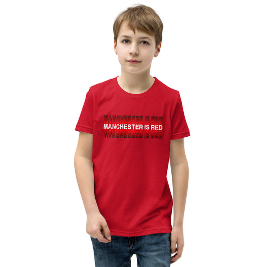 Manchester Is Red Youth TShirt United Football Shirt Funny Utd Slogan Unisex Kids T-Shirt