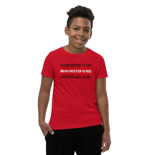 Manchester Is Red Youth TShirt United Football Shirt Funny Utd Slogan Unisex Kids T-Shirt