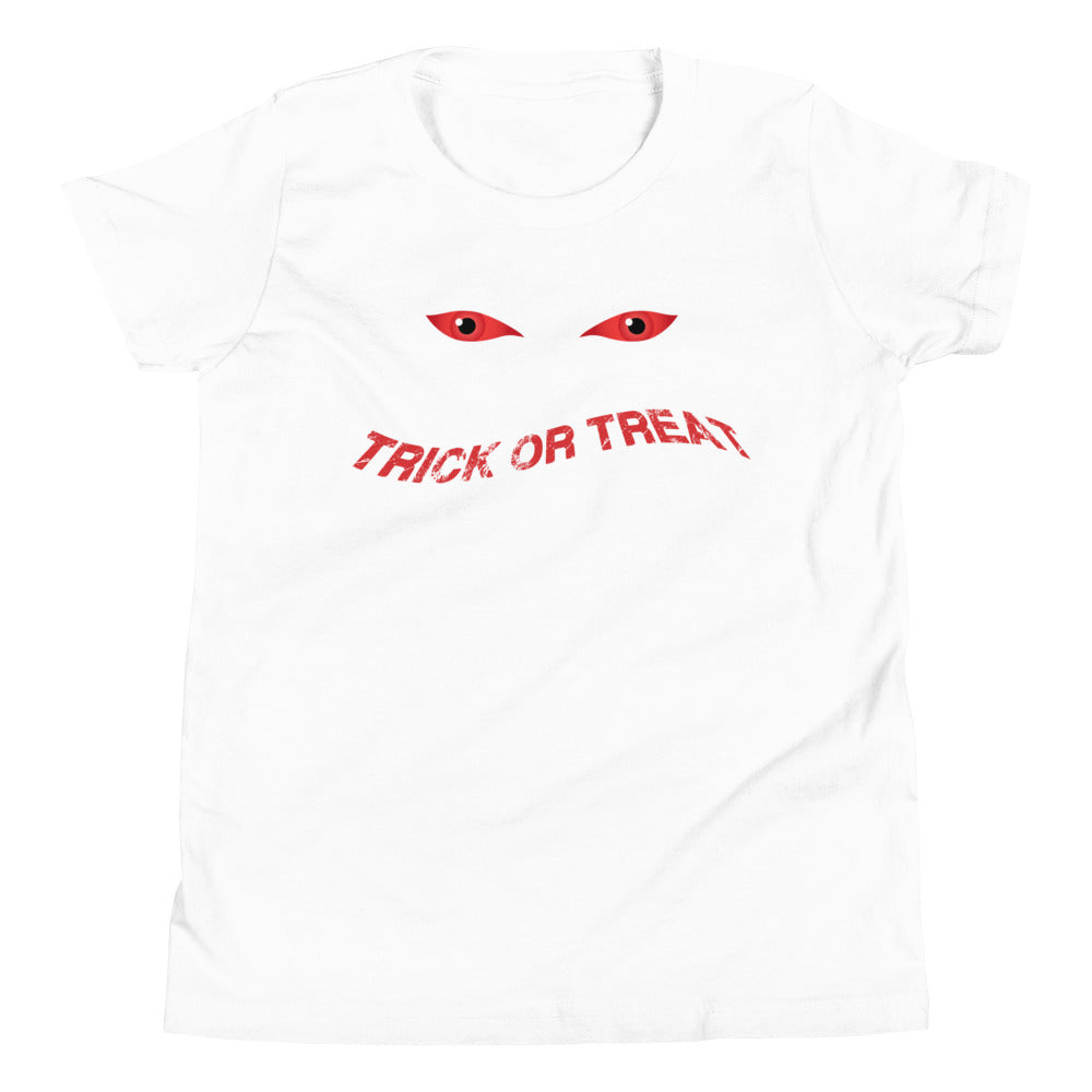 Trick Or Treat Kids Halloween TShirt Spooky Demonic Devil Eyes Unisex Youth T-Shirt