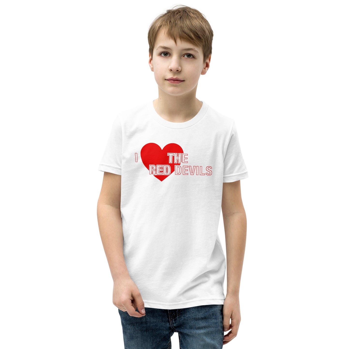 Manchester United Shirt I Love The Red Devils Kids TShirt Football Supporter Youth Organic Cotton T Shirt